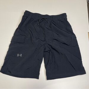 Under Armour Boys YL Black Cargo Shorts Nylon Polyester UOSHC12F-001